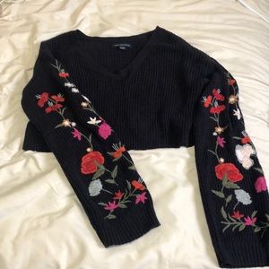 4 for $20 - Cropped Embroidered Sweater